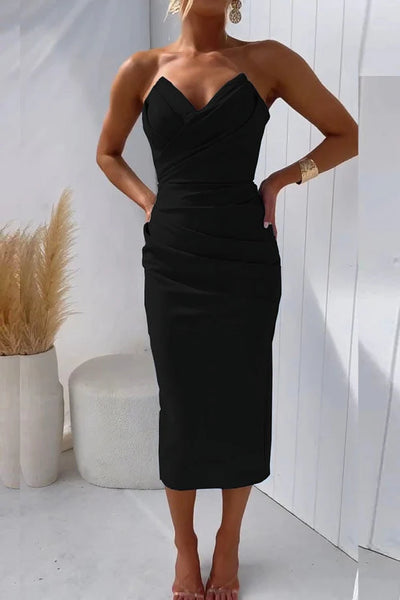 Klassieke strapless cocktailjurk voor vrouwen