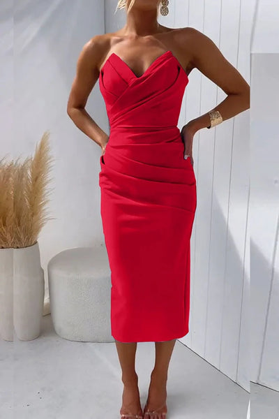 Klassieke strapless cocktailjurk voor vrouwen