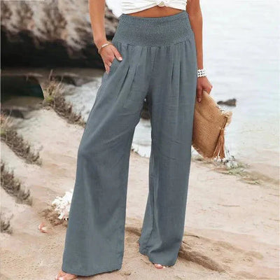 Klassieke wijde broek met hoge taille voor dames in de zomer