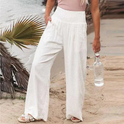Klassieke wijde broek met hoge taille voor dames in de zomer
