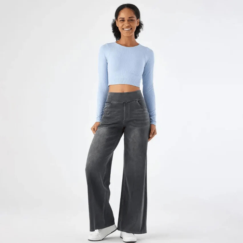 Klassieke wijde denim broek voor dames