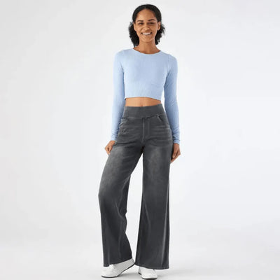 Klassieke wijde denim broek voor dames
