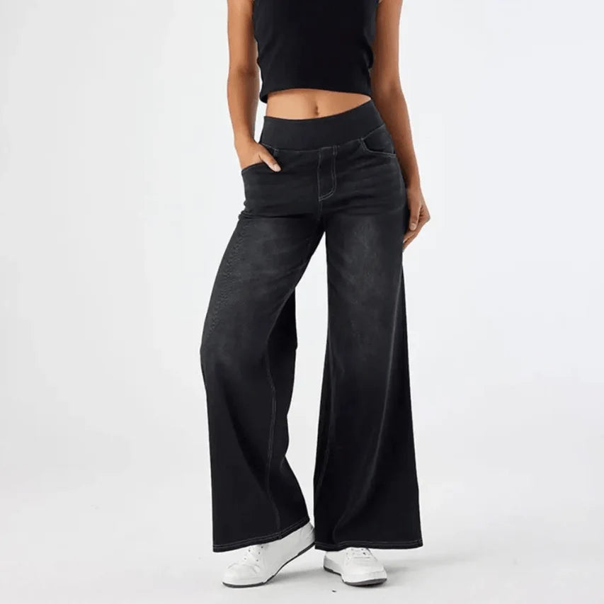 Klassieke wijde denim broek voor dames