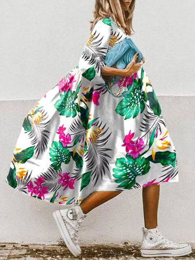 Klassieke zomerjurk met bloemmotief voor dames