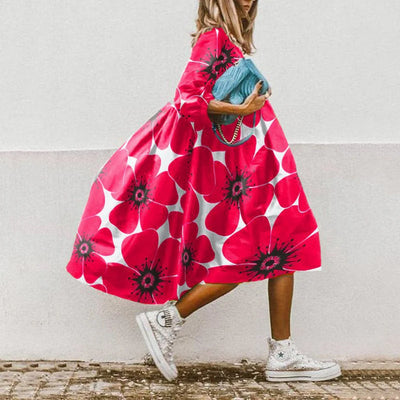 Klassieke zomerjurk met bloemmotief voor dames