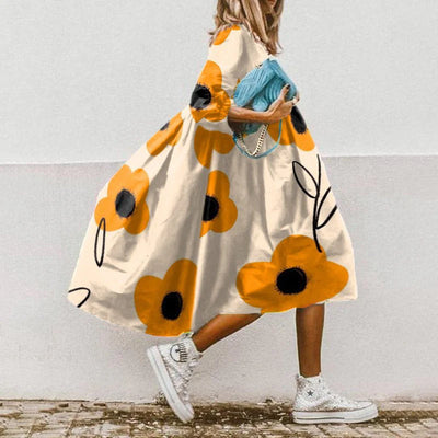Klassieke zomerjurk met bloemmotief voor dames