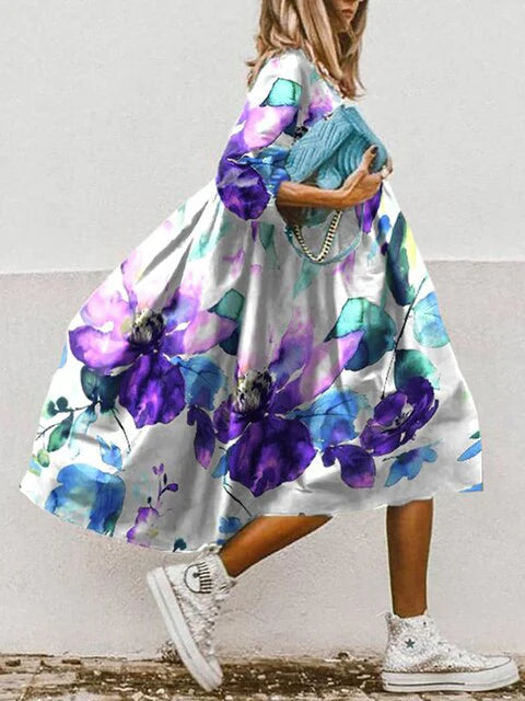 Klassieke zomerjurk met bloemmotief voor dames