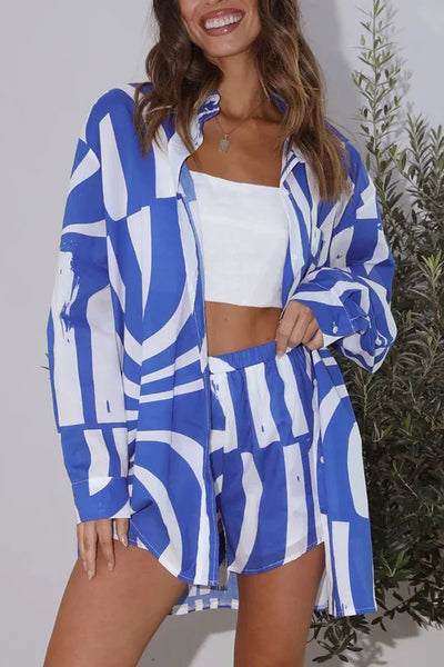 Klassieke zomerset met geometrische print en losse pasvorm voor dames