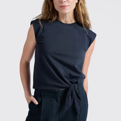 Klassieke zomertops voor dames met knoop aan de zijkant