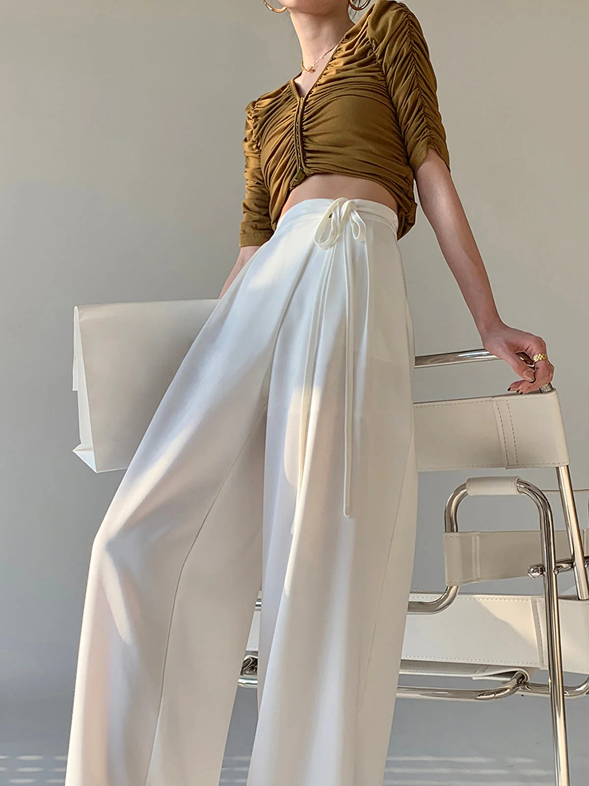 Minimalistische lentebroek met hoge taille voor dames