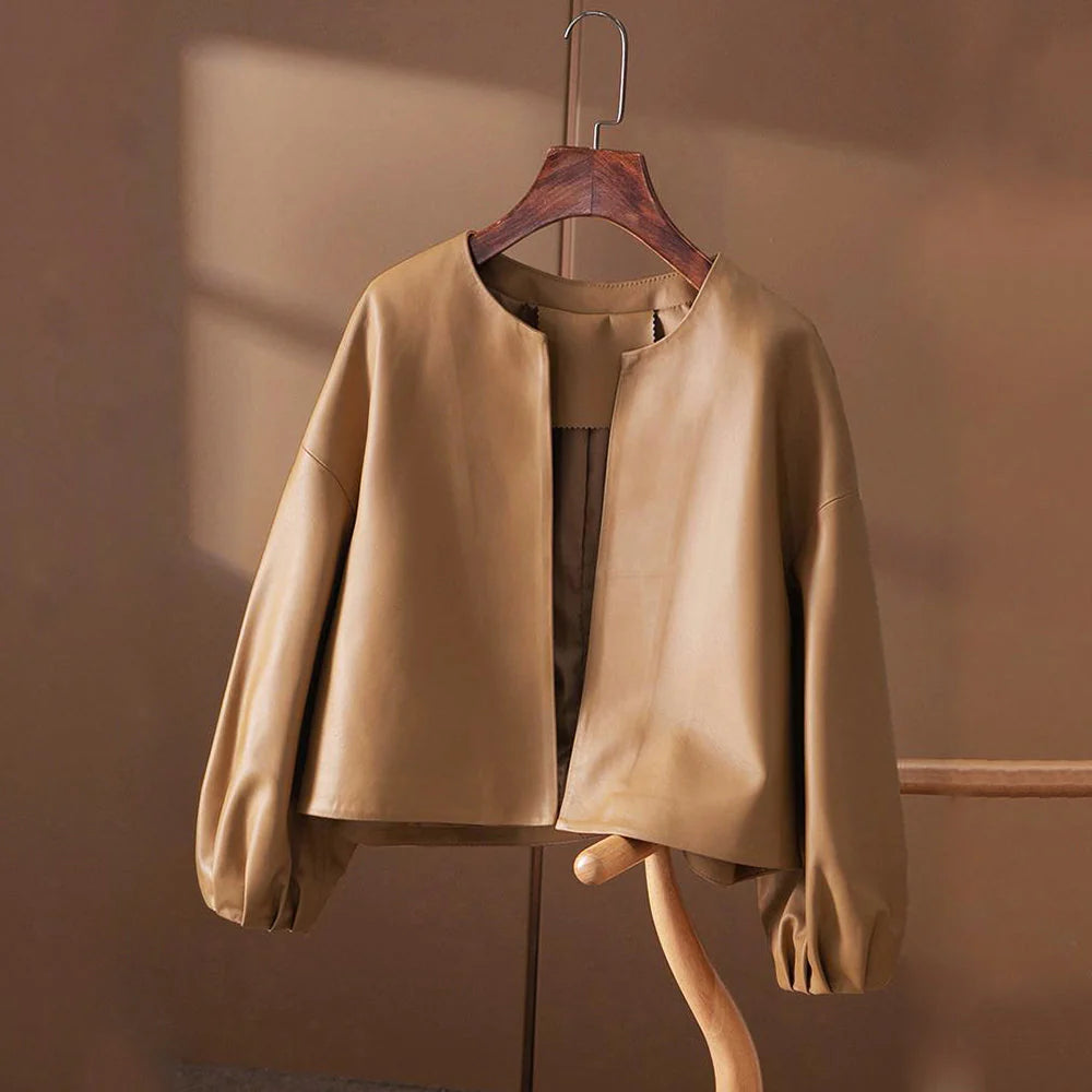 Minimalistische leren jas voor vrouwen