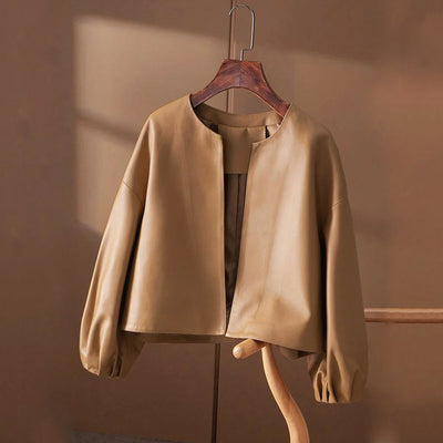 Minimalistische leren jas voor vrouwen