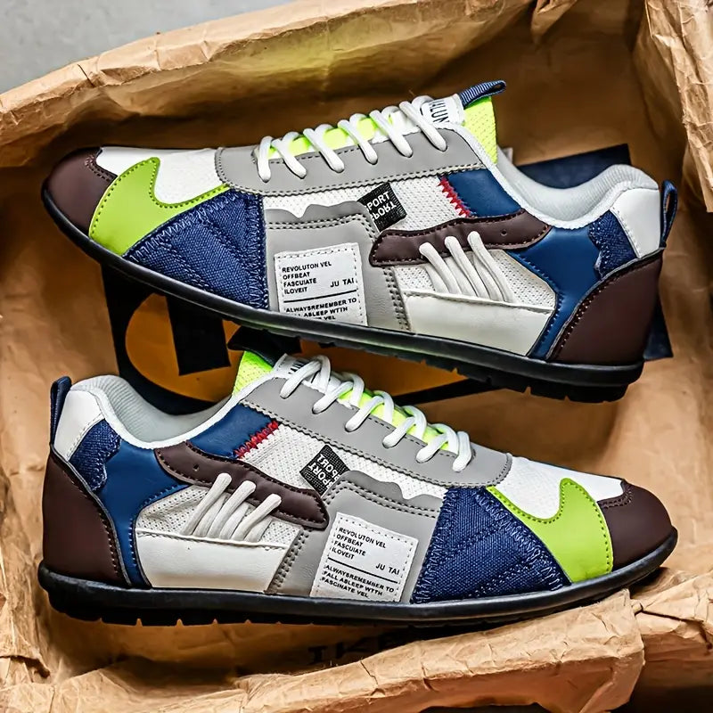 Patchwork-ontwerp skateboardschoenen voor heren