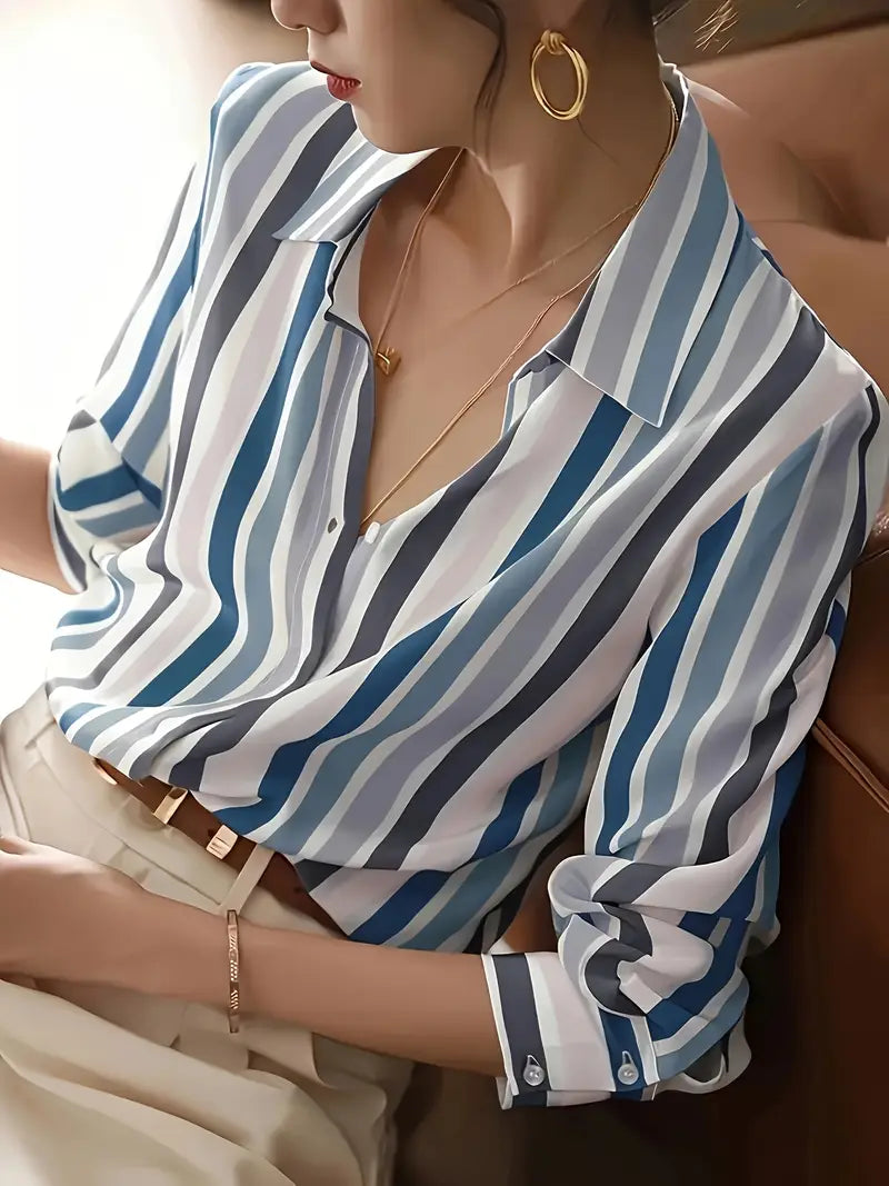 Retro-stijl gestreepte zomerblouse voor dames