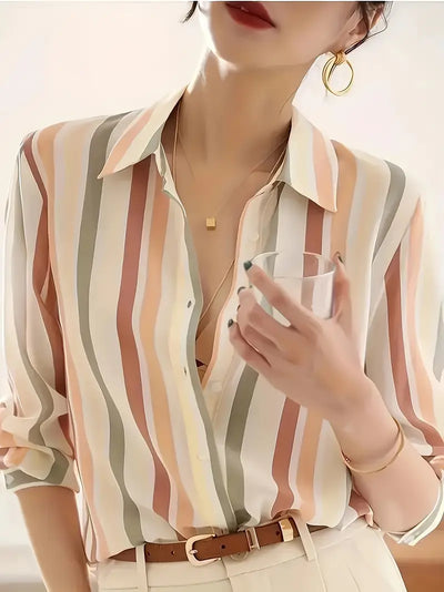 Retro-stijl gestreepte zomerblouse voor dames