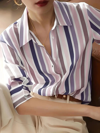 Retro-stijl gestreepte zomerblouse voor dames