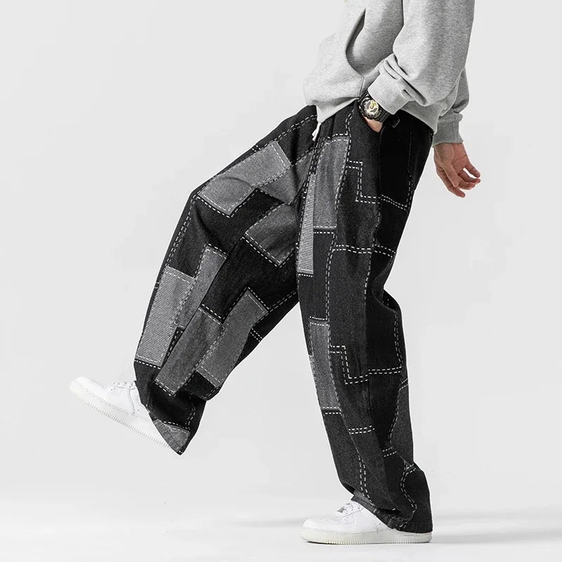 Heren Casual Losse Pasvorm Patchwork Zomerbroek