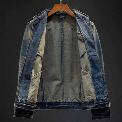 Semi-losse heren denim jas in retro stijl