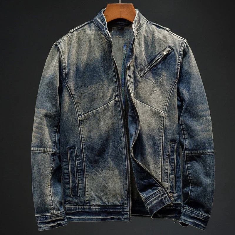 Semi-losse heren denim jas in retro stijl