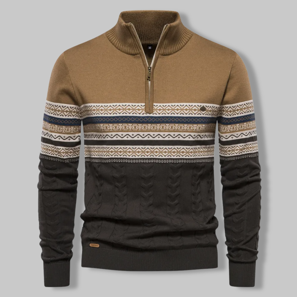 Van Leeuwen | Body Fit Sweater met hoge kraag en ritssluiting voor heren