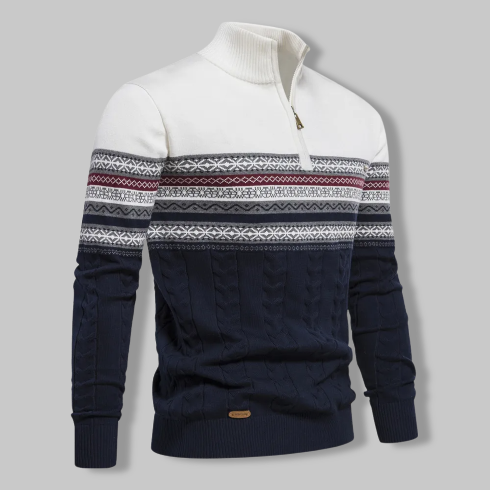 Van Leeuwen | Body Fit Sweater met hoge kraag en ritssluiting voor heren