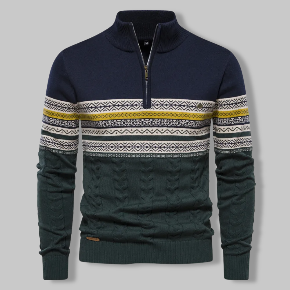 Van Leeuwen | Body Fit Sweater met hoge kraag en ritssluiting voor heren