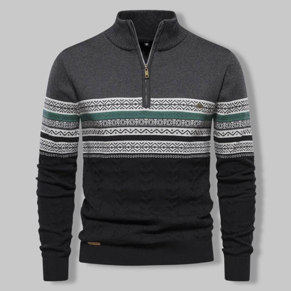 Van Leeuwen | Body Fit Sweater met hoge kraag en ritssluiting voor heren
