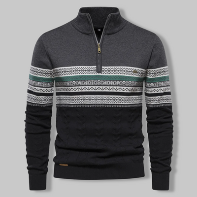 Van Leeuwen | Body Fit Sweater met hoge kraag en ritssluiting voor heren