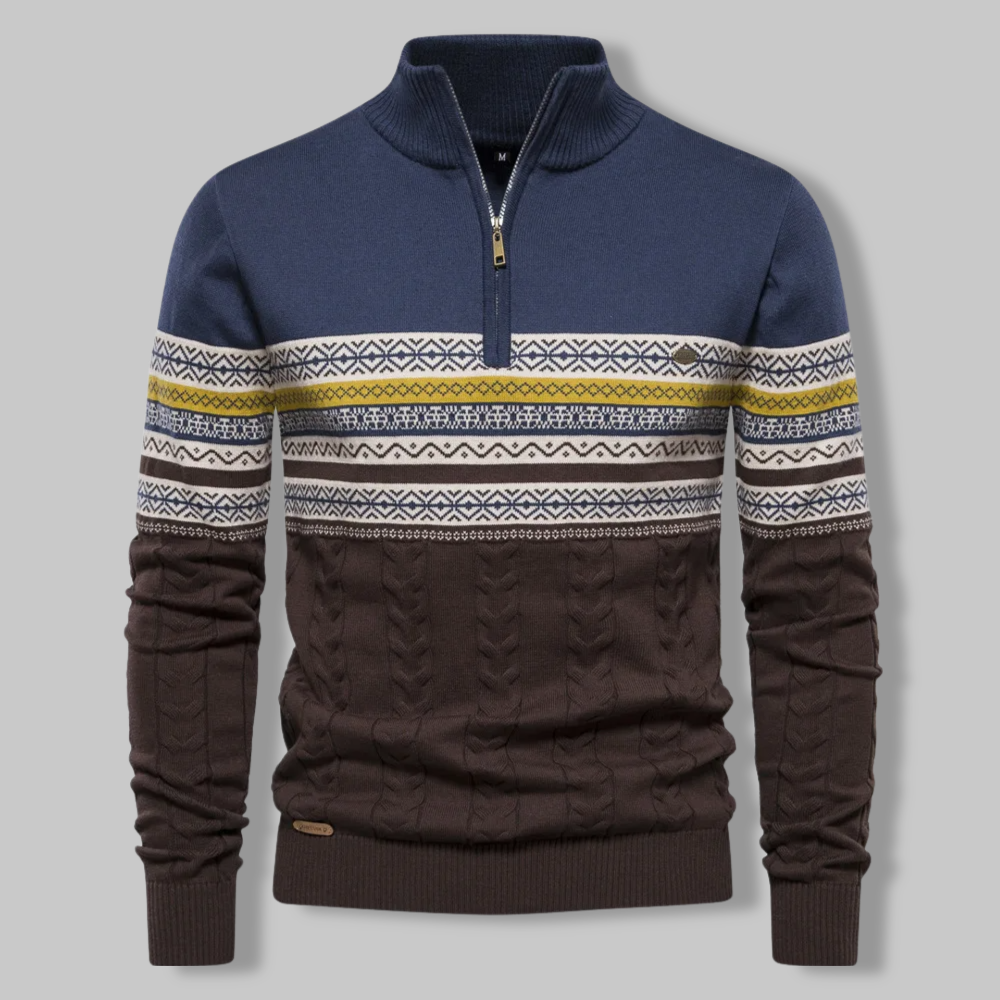 Van Leeuwen | Body Fit Sweater met hoge kraag en ritssluiting voor heren