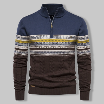 Van Leeuwen | Body Fit Sweater met hoge kraag en ritssluiting voor heren