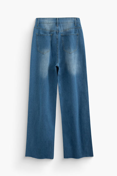 Dames Minimalistische gescheurde jeans met hoge taille