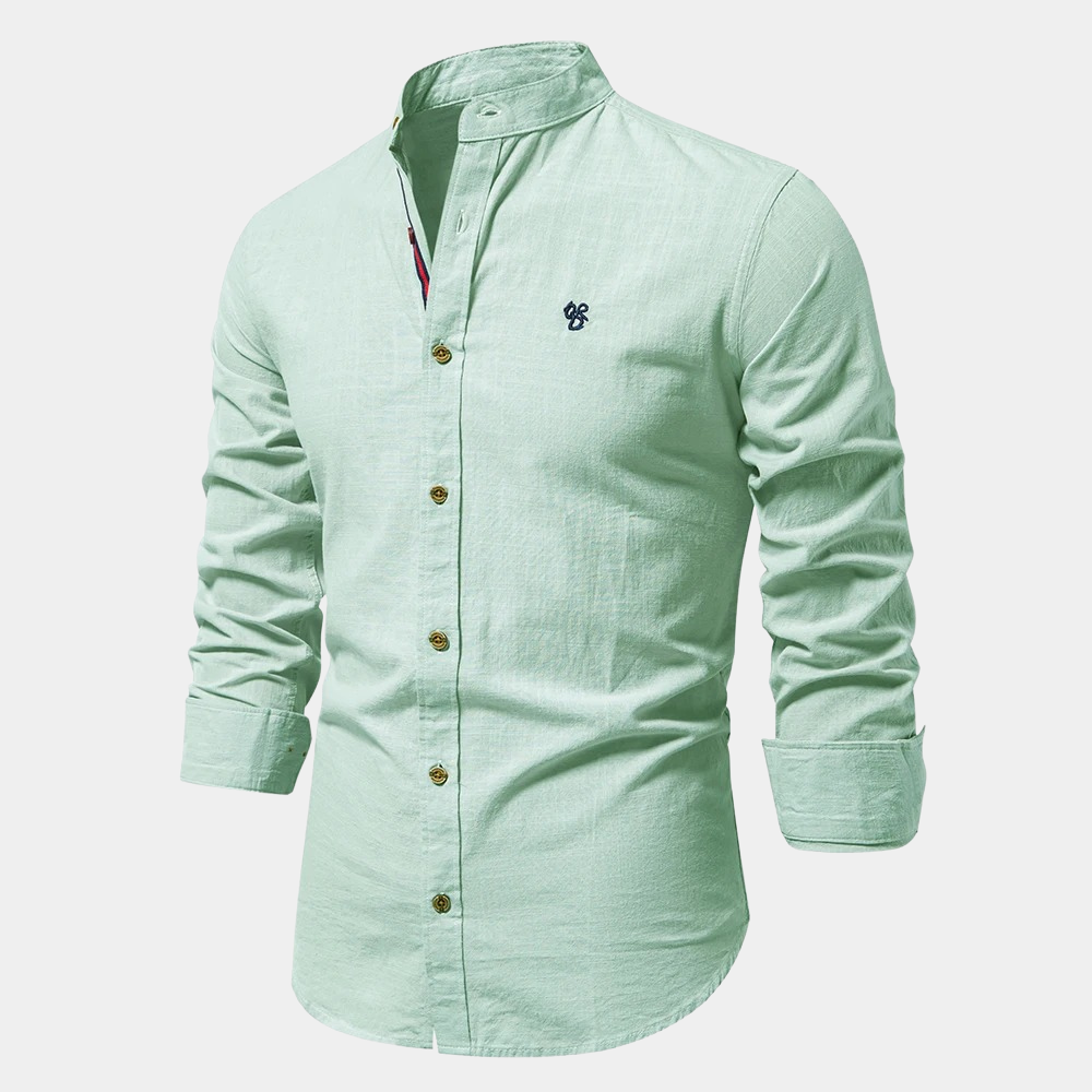 Van Leeuwen | Denim herenpolo in chinostijl