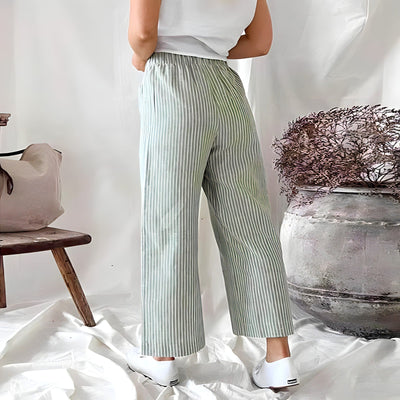 Van Leeuwen | Gestreepte damesbroek met hoge taille
