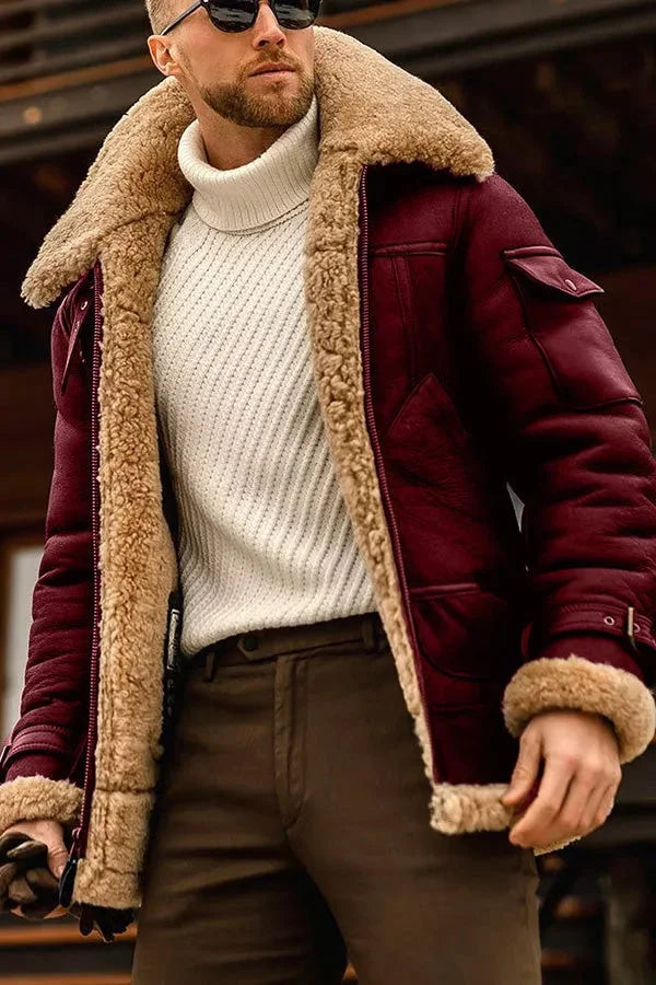 Van Leeuwen | Heren Vintage leren jas met imitatiebont