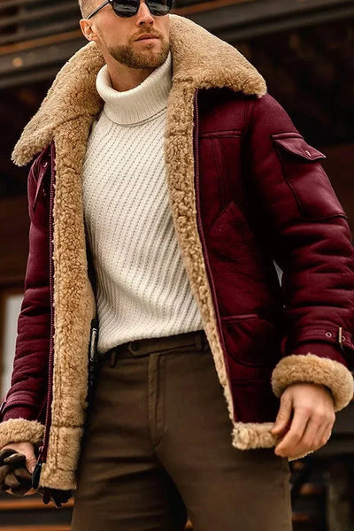 Van Leeuwen | Heren Vintage leren jas met imitatiebont