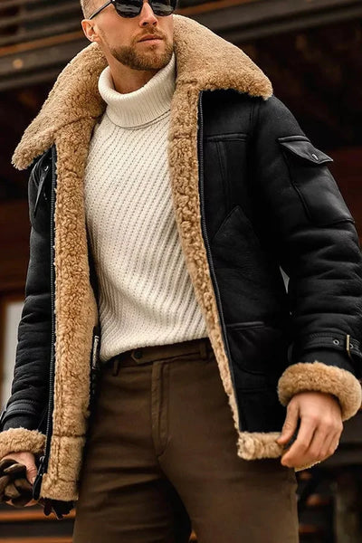 Van Leeuwen | Heren Vintage leren jas met imitatiebont