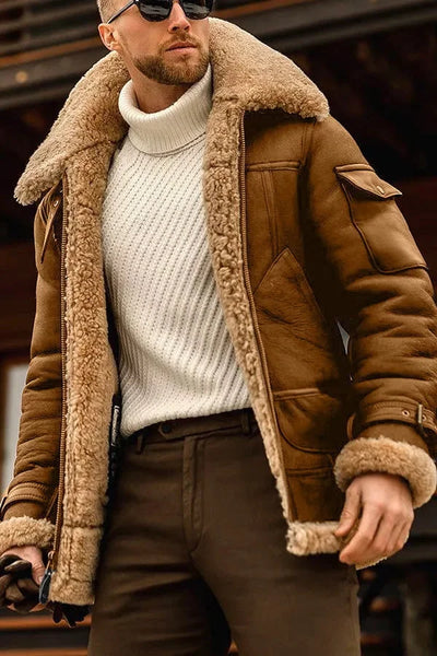 Van Leeuwen | Heren Vintage leren jas met imitatiebont
