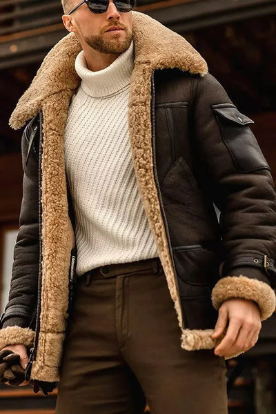 Van Leeuwen | Heren Vintage leren jas met imitatiebont