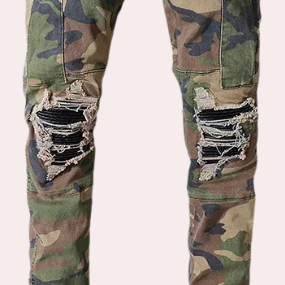 Van Leeuwen | Klassieke camo gescheurde herenjeans