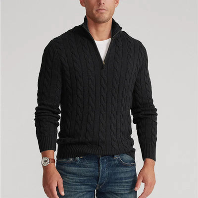 Van Leeuwen - Lucas - Kabelgebreide Half-Zip Trui