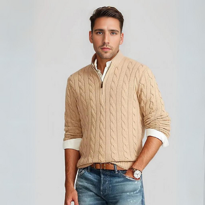 Van Leeuwen - Lucas - Kabelgebreide Half-Zip Trui