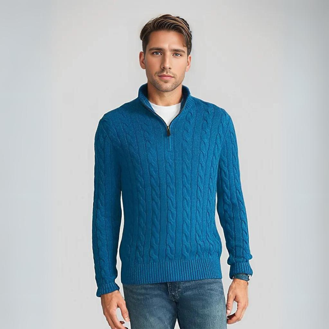Van Leeuwen - Lucas - Kabelgebreide Half-Zip Trui