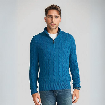 Van Leeuwen - Lucas - Kabelgebreide Half-Zip Trui