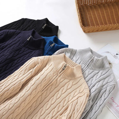 Van Leeuwen - Lucas - Kabelgebreide Half-Zip Trui