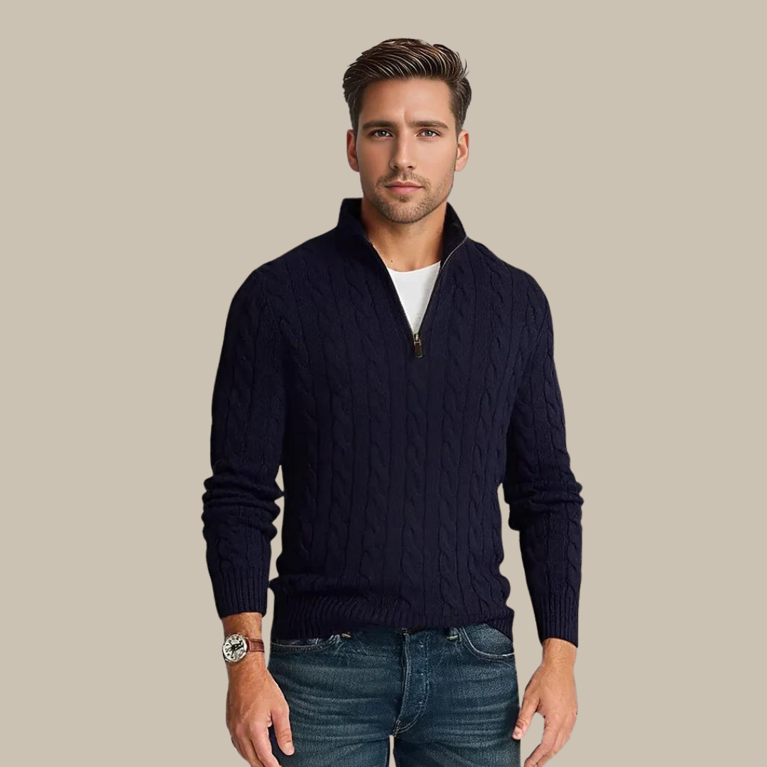 Van Leeuwen - Lucas - Kabelgebreide Half-Zip Trui