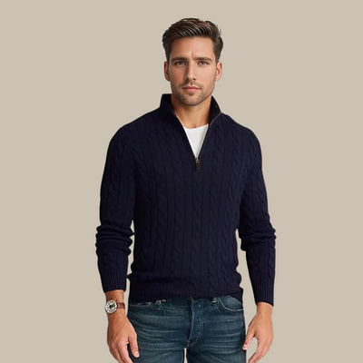 Van Leeuwen - Lucas - Kabelgebreide Half-Zip Trui