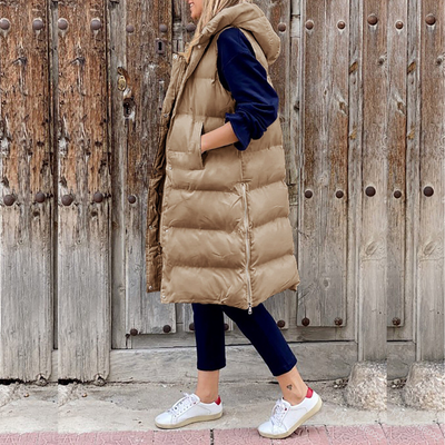 Van Leeuwen - Luxe Gevoerde Lange Bodywarmer met Capuchon