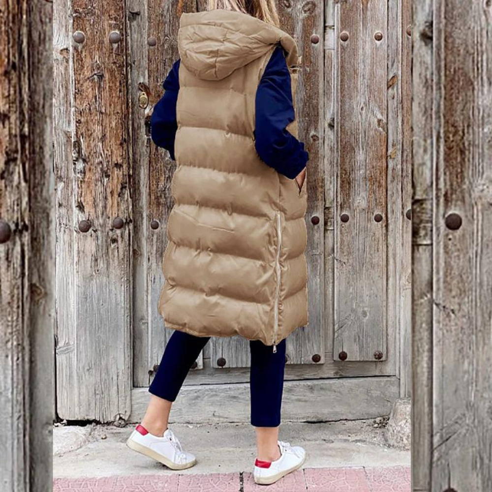 Van Leeuwen - Luxe Gevoerde Lange Bodywarmer met Capuchon