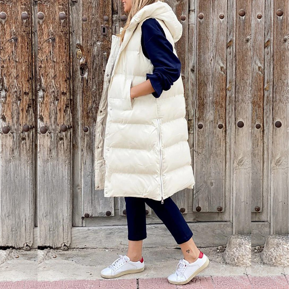 Van Leeuwen - Luxe Gevoerde Lange Bodywarmer met Capuchon