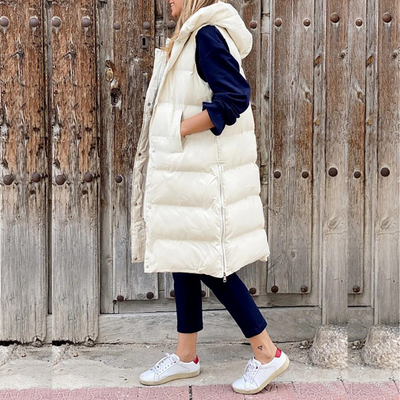 Van Leeuwen - Luxe Gevoerde Lange Bodywarmer met Capuchon